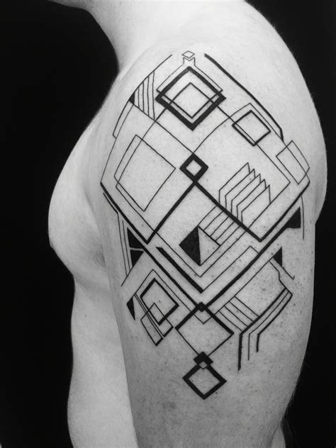 Geometric Linework Shoulder Tattoo Design Mens Shoulder Tattoo