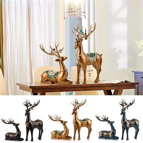 New Desktop Resin Deer Figurine Decorations Ornament Living Room