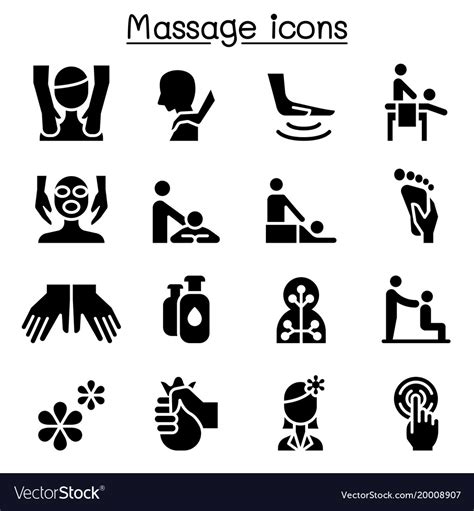 Massage Spa Alternative Therapy Icon Set Graphic Vector Image