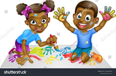 Cartoon Happy Black Boy Girl Having Stock Vector Royalty Free 2083898500