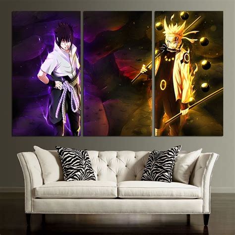 3 Panel Sasuke And Naruto Wall Art Canvas Canvas Wall Art Art Wall Art