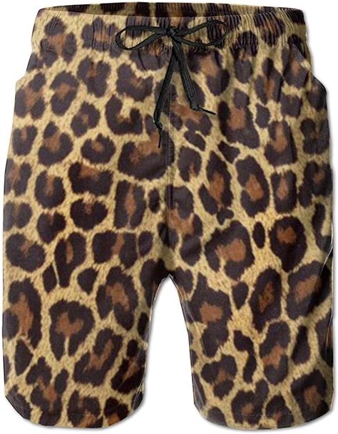 leopard print men shorts 100 polyester elastic durable not fade beach shorts beach pants large