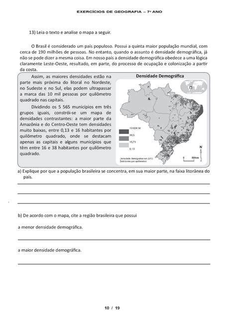 Exercícios De Geografia 7 Ano Industrialização Brasileira Com Gabarito