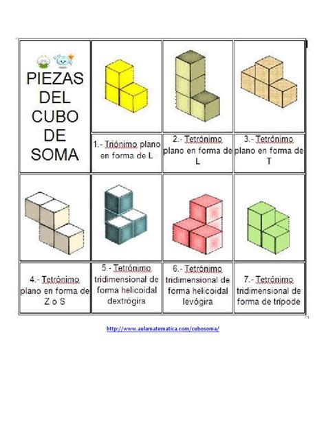 Cubo De Soma 7 Partes 36 Figuras Y Plano De Un Cubo