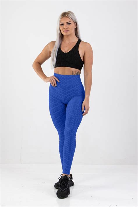 Deep Blue Anti Cellulite Leggings With Scrunch Booty Worldwide Shipping