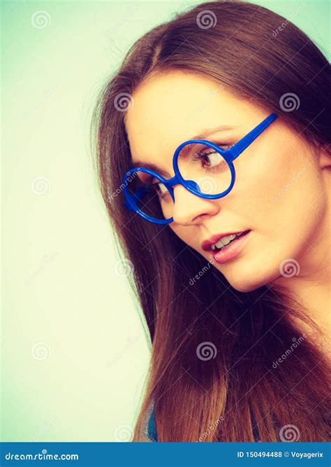 Attractive Nerdy Woman In Weird Glasses Royalty Free Stock Image 89495404