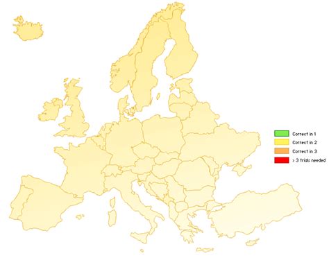 This map test includes major countries that have any territory within europe. Countries of Europe Quiz