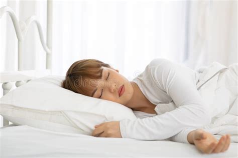 Beautiful Attractive Asian Woman Sleep And Sweet Dream On Bed Stock Image Image Of Morning