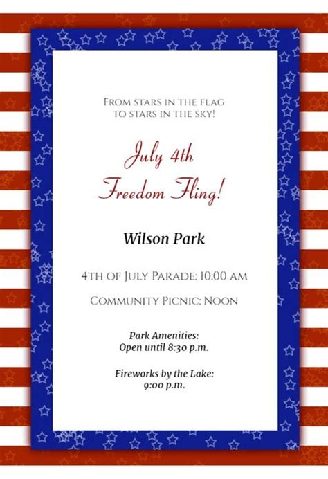 Patriotic 4th Of July Invitation Fun Party Partyinvitation