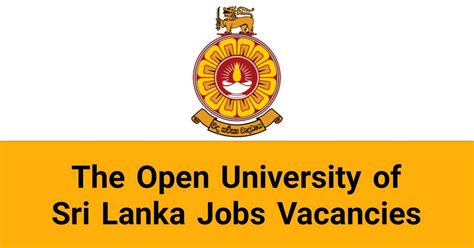Senior Lecturer Lecturer The Open University Of Sri Lanka Vacancies