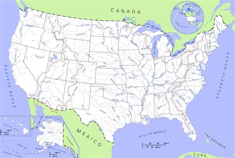 United States Rivers And Lakes Map •