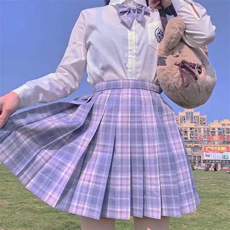 Japanese School Girl Blue Plaid Mini Skirt