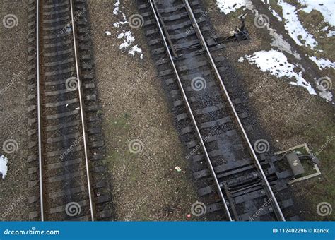 Top View Of Railroad Tracks Stock Photo Image Of Industry Snow