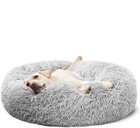 【される】 Comlax Calming Donut Dog Beds， Round Cushion With Removable