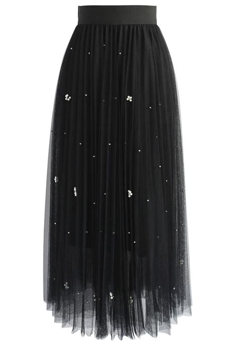 Falling Sparkle Tulle Skirt In Black Retro Indie And Unique Fashion