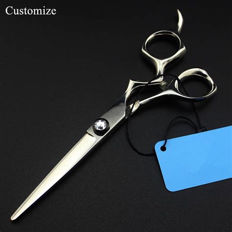 Customize Logo Japan 440c 6 Gem Cut Hair Salon Scissors Cutting