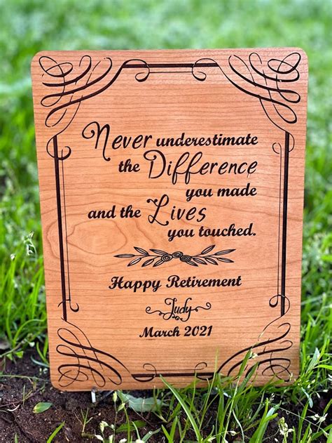 Personalized Retirement Wood Plaque Beautiful Cherry Wood Etsy