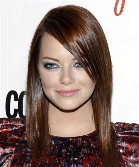 See more ideas about emma stone, emma stone hair, hair. Emma Stone Long Straight Casual Hairstyle with Side Swept ...