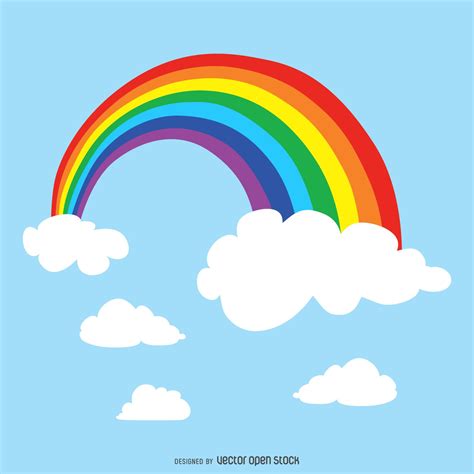 colorful rainbow drawing design shows the rainbow between two cloudsand next to… rainbow