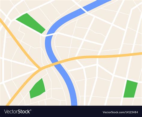 City Gps Map Background With River And Roads Vector Image