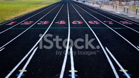 Track And Field Lanes 1 Through 8 Stock Photo Royalty Free Freeimages