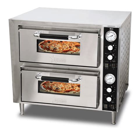 Omcan Pe Cn 3200 D Electric Double Deck Countertop Pizza Oven 18