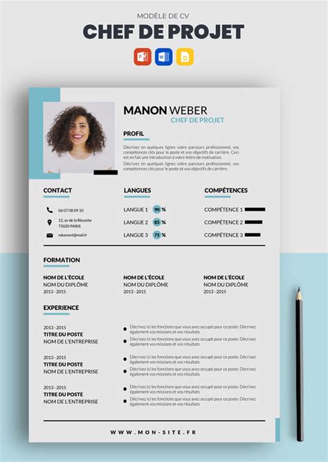 Modèle CV Chef de Projet à télécharger (Exemples)  CV Market