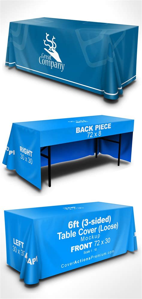 Download Table Cover Mockup - 6 ft 3 Sided- Loose | Cover Actions ...