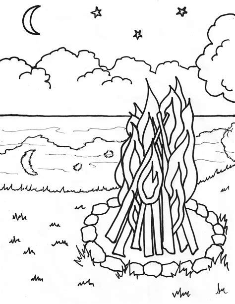 Campfire Coloring Pages For Kids