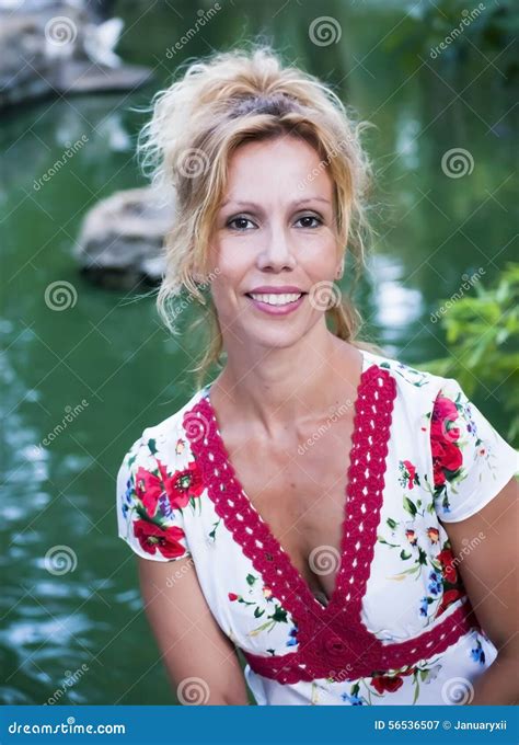 Portrait Of Middle Aged Pretty Woman Outdoors Stock Image Image Of Countryside Lifestyle