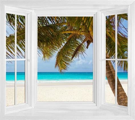 Instant Window Wall Murals Tropical Caribbean Beach Tropical View