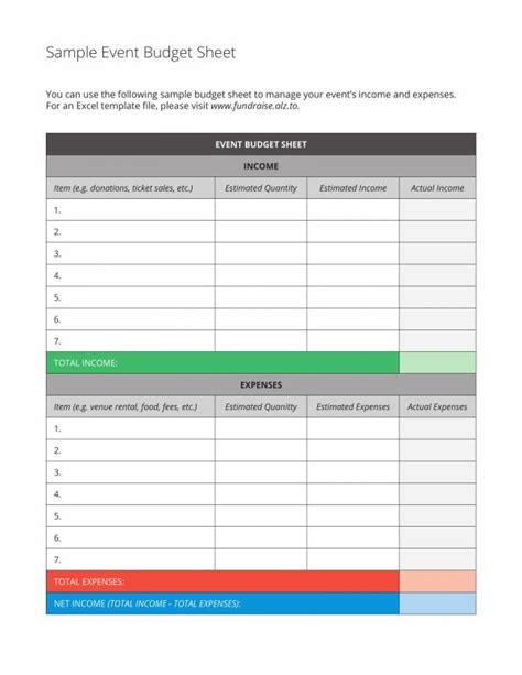 Event Proposal Budget Template