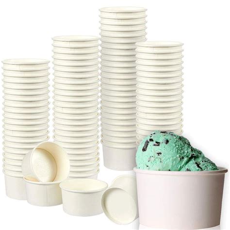 Ice Cream Sundae Cups 100 Pack Disposable Paper Frozen