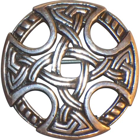 Vintage Sterling Silver Celtic Knot Scottish Pin Brooch By John Fraser