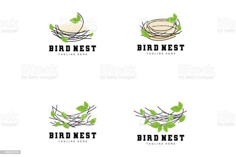 Birds Nest Logo Design Bird House Vector For Eggs Bird Tree Logo