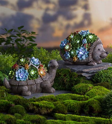 Solar Succulent Turtle Garden Statue With Lights Fashionpick