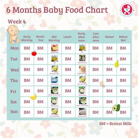 Breast milk and formula contain vitamins, minerals, and other important components for brain growth. 6 Months Food chart for Indian Babies | Baby food chart ...