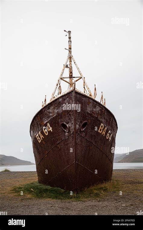 Abandoned Ship Westfjords Iceland Stock Photo Alamy