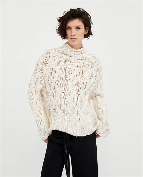 Oversized Cable Knit Sweater Sweaters Knitwear Woman Zara United