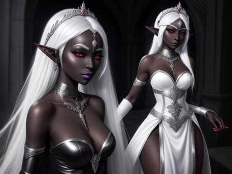 Ai Upscaler 1 Gorgeous Female Drow Elf Black Skin White