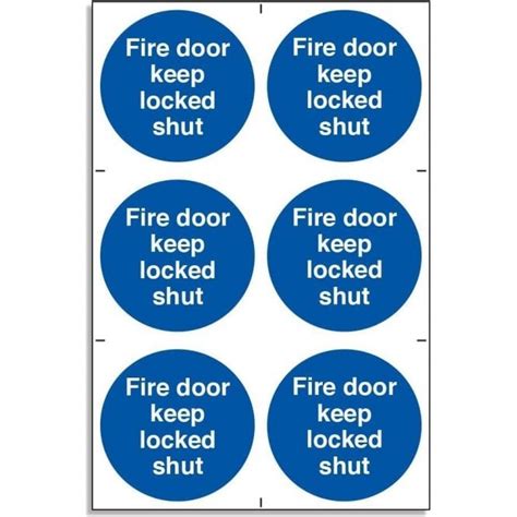 Fire Door Keep Locked Shut 6 Per Sheet Mandatory Sign Rsis