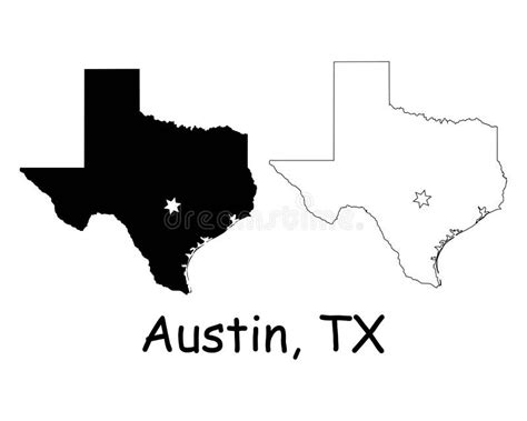 Austin Texas Tx State Border Usa Map Stock Vector Illustration Of