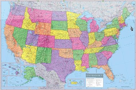 Coolowlmaps United States Wall Map Poster 36x24 Usa