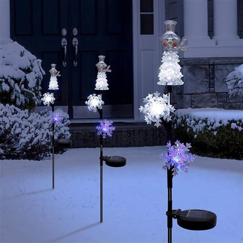 33 High Solar Led Snowman And Snowflake Christmas Stake 80y20