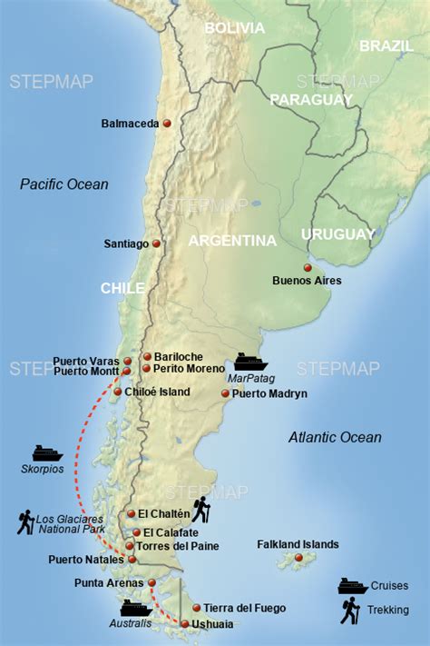 Stepmap Map Of Patagonia Landkarte Für Chile