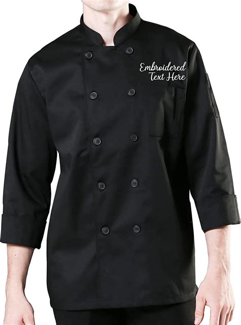 Personalized Chef Coat Men Women Long Sleeve Black White