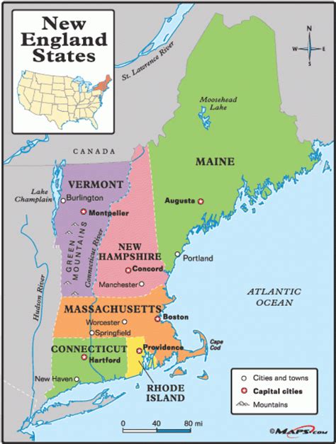Map Of New England States And Their Capitals Printable Map Ruby