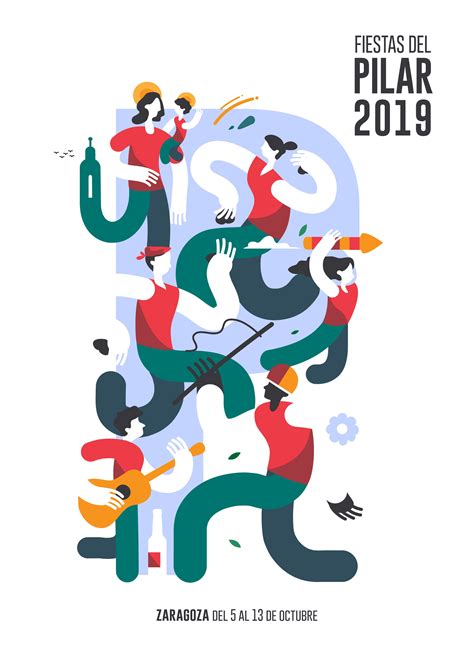 Cartel Fiestas Del Pilar 2019 Titulo Pilares Autor Samuel Akinfenwa Onwusa Dm Poster Jazz