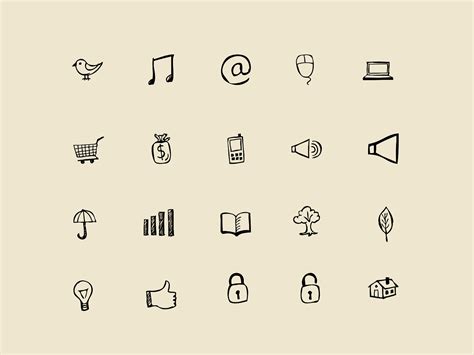 30 Hand Drawn Icons And Photoshop Shapes Graphicsfuel