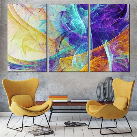 Modern Abstract Canvas Wall Art Colorful 3d Abstract Fractal 3 Piece